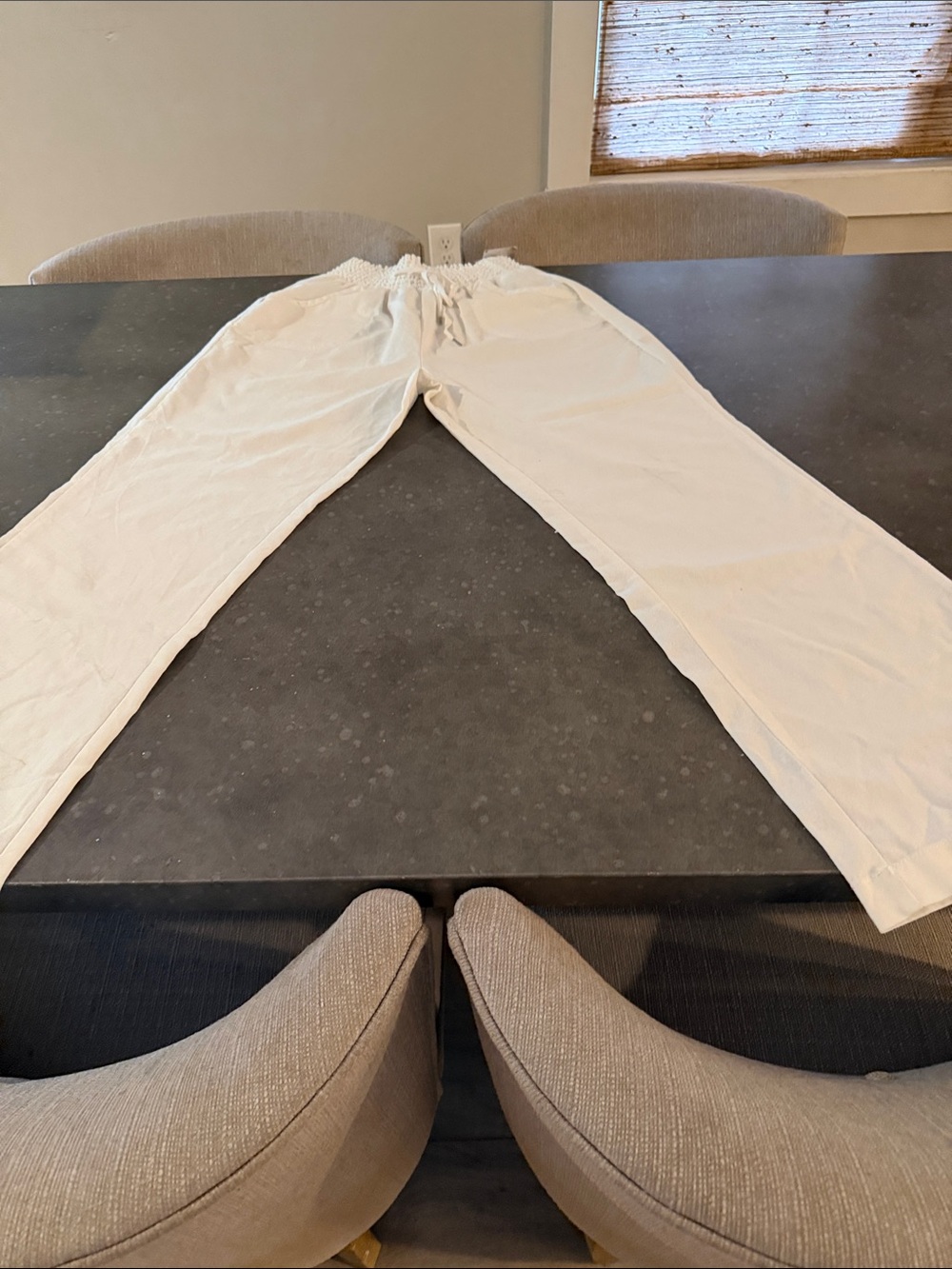 Ci Sono Cream Wide-Leg Drawstring Pants